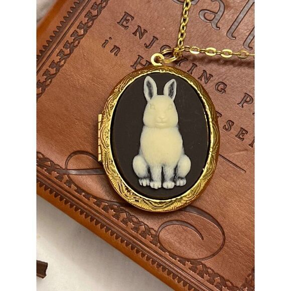 FANCY FOX Jewelry - LARGE BUNNY RABBIT LOCKET EASTER ANNIVERSARY DAUGHTER MOM BIRTHDAY GIFT CAMEO